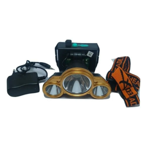 Şarjlı 3'lü Fener Kafa Üstü Süper Led Kamp Feneri Gece Lamba Kafa Fener