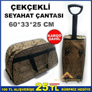 2 GÖZLÜ GİZLİ ÇEKÇEKLİ SEYAHAT ÇANTASI VALİZ -1