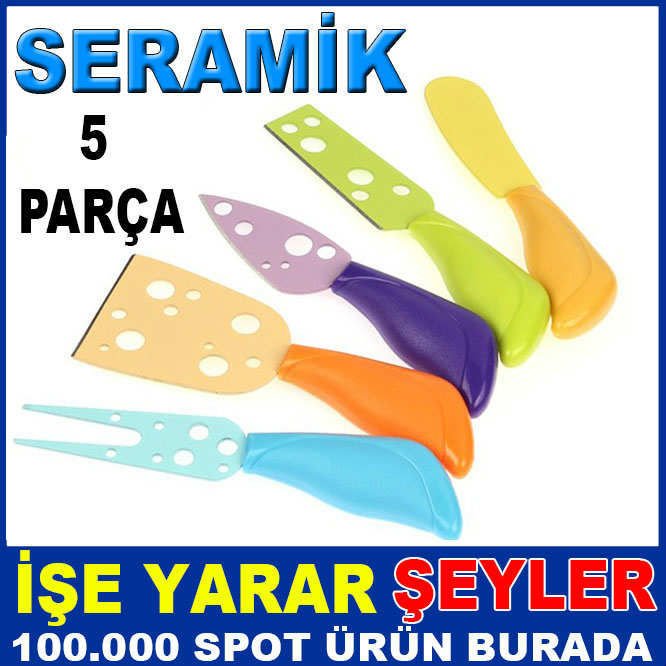 5 PARÇA PEYNİR SERVİSİ İÇİN SERAMİK BIÇAK SETİ
