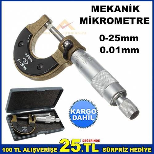 0.01mm Hassasiyet Mekanik Mikrometre Ölçüm Aleti