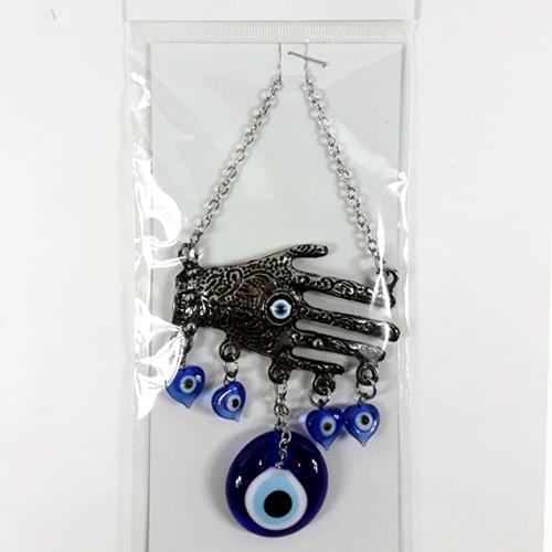 Nazarlık El Kabartma İşlemeli Duvar Süsü 16 Cm 925 Gümüş kaplama