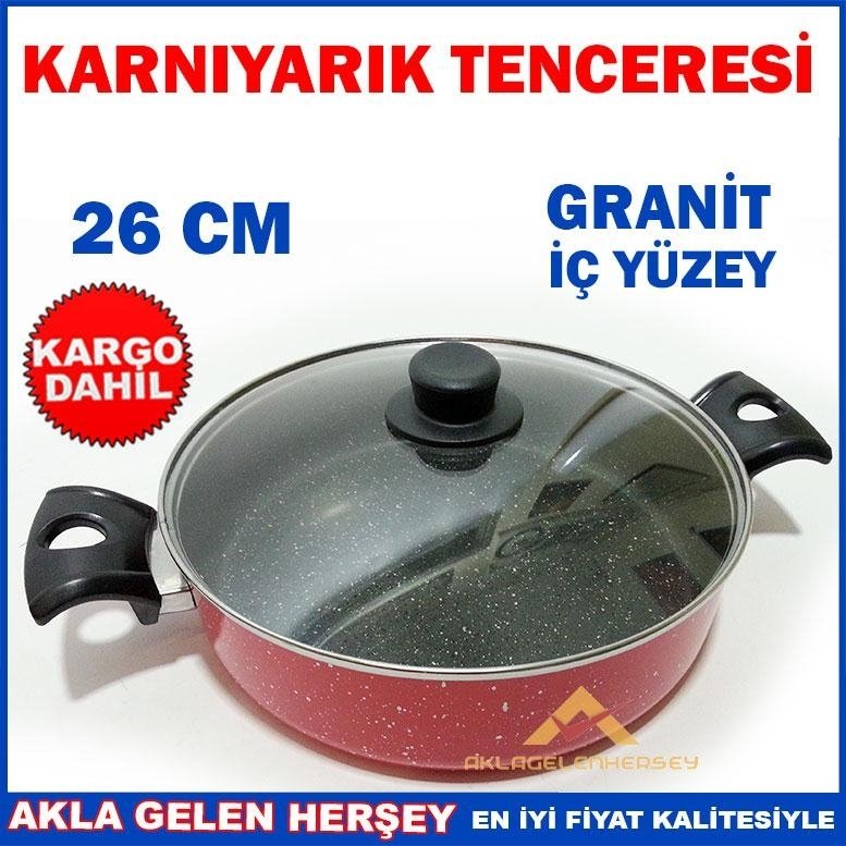 Ücretsiz Kargo 26 CM GRANİT İÇ YÜZEYLİ KARNIYARIK TENCERESİ