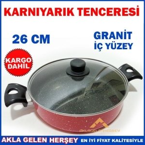 Ücretsiz Kargo 26 CM GRANİT İÇ YÜZEYLİ KARNIYARIK TENCERESİ