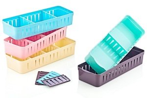 4 Bölmeli Renkli Plastik Çekmece Düzenleyci Çatal Kaşık Kabı