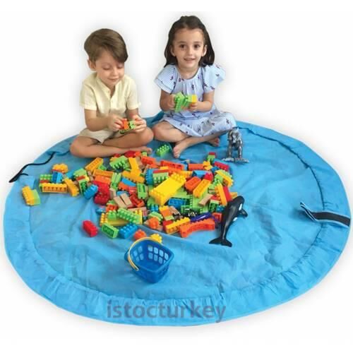 Otomatik Toparlanan Oyuncak Halısı Ø160cm Çapında Katlanır Dağınıklık Toparlayıcı Kumaş Oyun Halısı