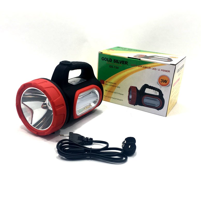 Projektör 3W Ledli Şarj Edilebilir Işıldak El Feneri Kamp Feneri