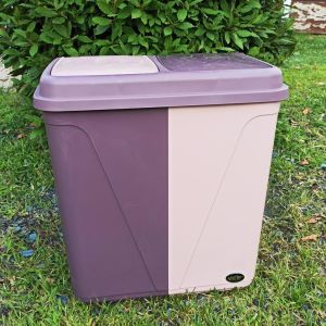 Violet 45+45=90 Lt. Çift Gözlü Kirli Çamaşır Sepeti Pratik Kapaklı Renkli ve Beyazlar İçin Gözler