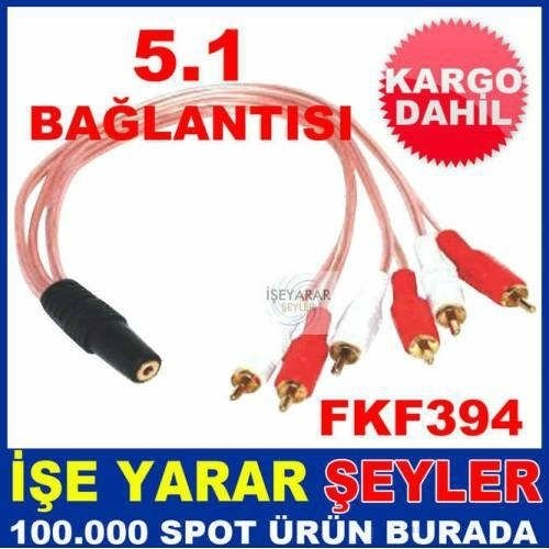 3,5 STEREO DİŞİ - 6 RCA ERKEK 5.1 SES KABLOSU KD