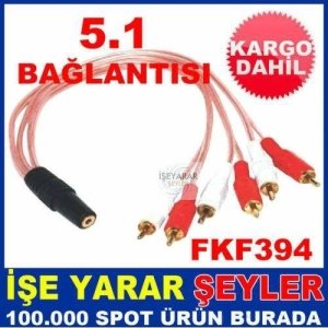 3,5 STEREO DİŞİ - 6 RCA ERKEK 5.1 SES KABLOSU KD