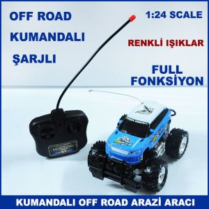 Uzaktan Kumandalı Off Road Full Fonksiyon Şarjlı 1:24 Scale Arazi Aracı Oyuncağı - Kumadalı Jip