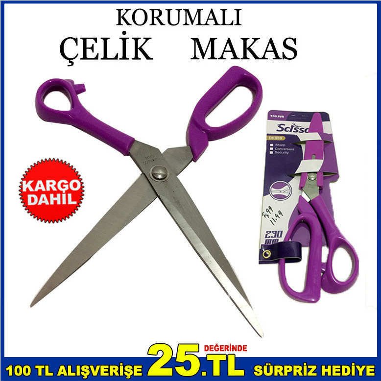 24 CM KORUMALI DAYANIKLI PASLANMAZ ÇELİK MAKAS K-3