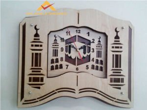 3 BOYUTLU MİNARE MODELLİ AHŞAP DUVAR SAATİ