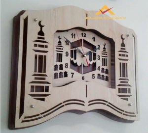 3 BOYUTLU MİNARE MODELLİ AHŞAP DUVAR SAATİ