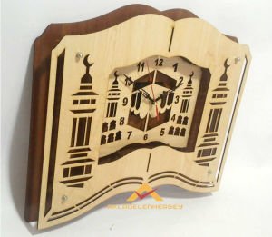 3 BOYUTLU MİNARE MODELLİ AHŞAP DUVAR SAATİ