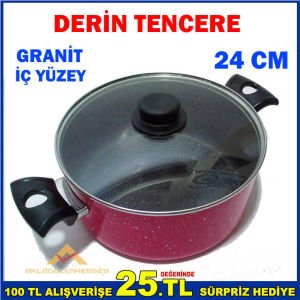 24 CM YAPIŞMAZ GRANİT İÇ YÜZEYLİ DERİN TENCERE