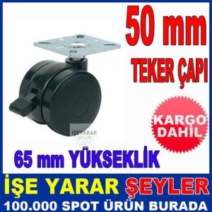 50mm Frenli Döner Tabla Düz Çelik Sehpa Mobilya Tekerleği
