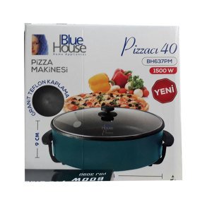 Bluehouse Granit İç Yuzeyli Elektrikli Pizza Tenceresi 1500Watt Cam Kapaklı Elektrikli Tencere