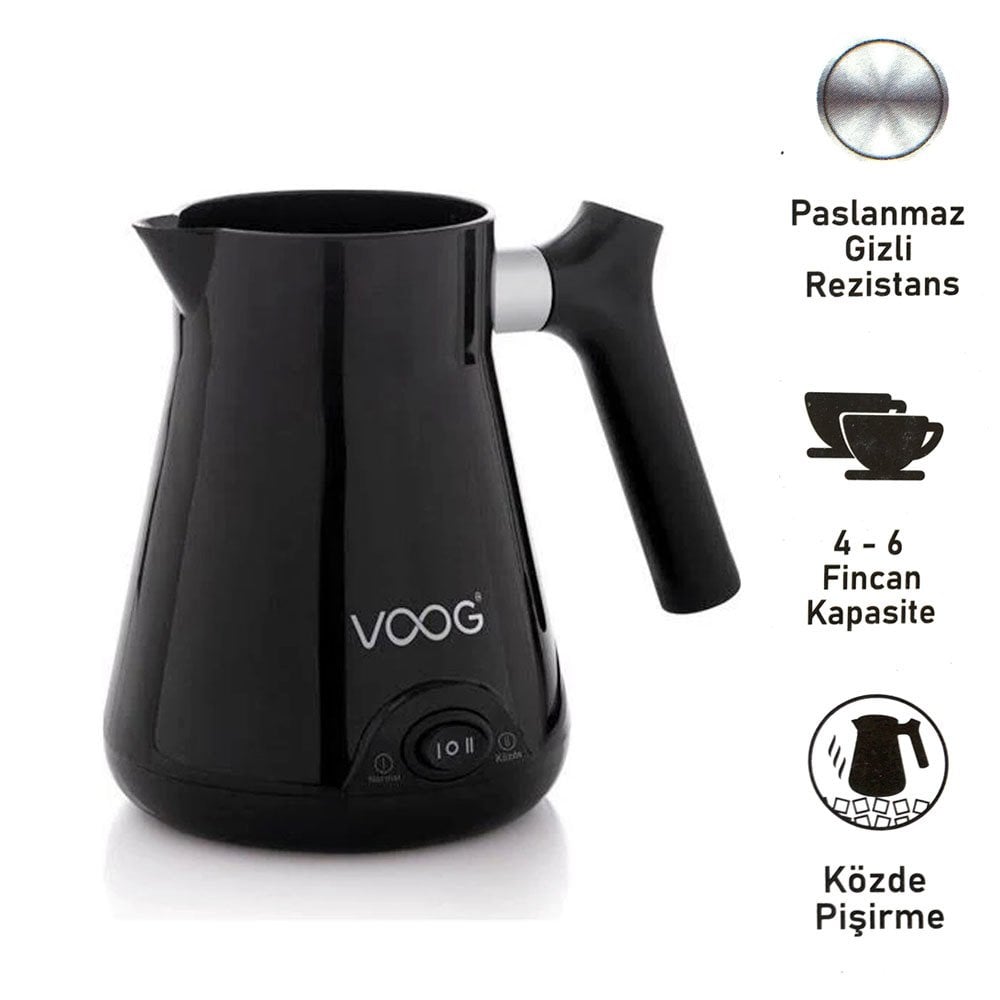 Közde Pişirme Özellikli Elektrikli Türk Kahve Makinesi 6 Fincan Kapasite 800W Elektrikli Cezve VOOG
