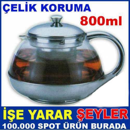 Çelik Muhafazali Cam Demlik, Çay Makinalari İçin Çelik Filtreli Cam Demlik Çaydanlik Üstü Cam Demlik