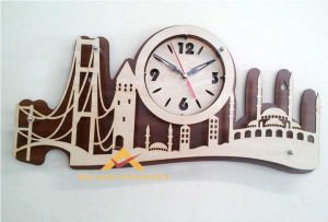 3BOYTLU İSTANBUL SİLÜET MODELİ AHŞAP DUVAR SAATİ