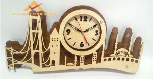 3BOYTLU İSTANBUL SİLÜET MODELİ AHŞAP DUVAR SAATİ