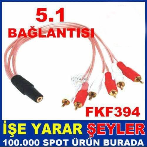 3,5 Stereo Dişi - 6 Rca Erkek 5.1 Ses Kablosu Kd