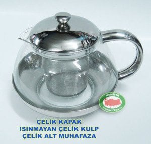 Çelik Muhafazali Cam Demlik, Çay Makinalari İçin Çelik Filtreli Cam Demlik Çaydanlik Üstü Cam Demlik
