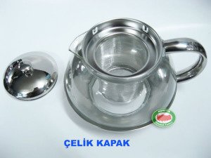 Çelik Muhafazali Cam Demlik, Çay Makinalari İçin Çelik Filtreli Cam Demlik Çaydanlik Üstü Cam Demlik