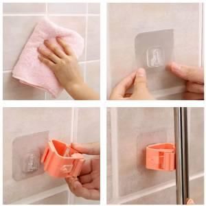 Duvara Monte Fırça Süpürge Paspas Mop Tutucu Askı Aparatı Klips Yapışkanlı Sihirli Tutacak Klips