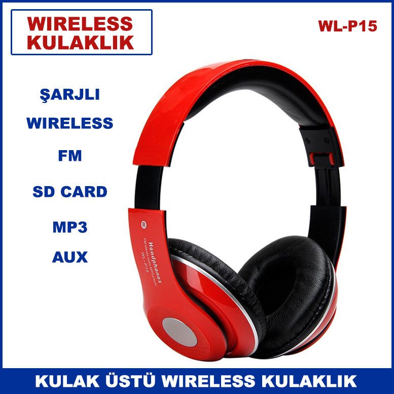 Katlanır Kulak Üstü Kablosuz Wireless Kulaklık Şarj Edilebilir Aux, Sd Kart, Fm Desteği