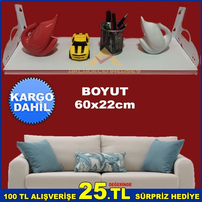 60x22cm ARABA MODEL DUVARA MONTE DEKORATİF  DUVAR RAFI
