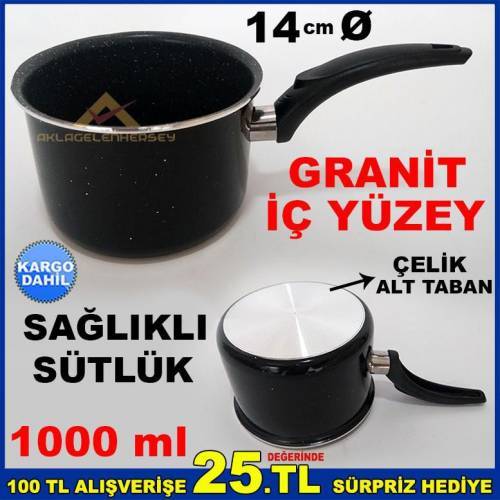 1000ml İç Yüzey Sağlıklı Granit Kaplama Sütlük