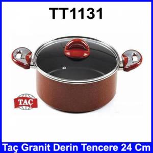 Taç TT1131 Granit Derin Tencere 24 Cm Cam Kapaklı