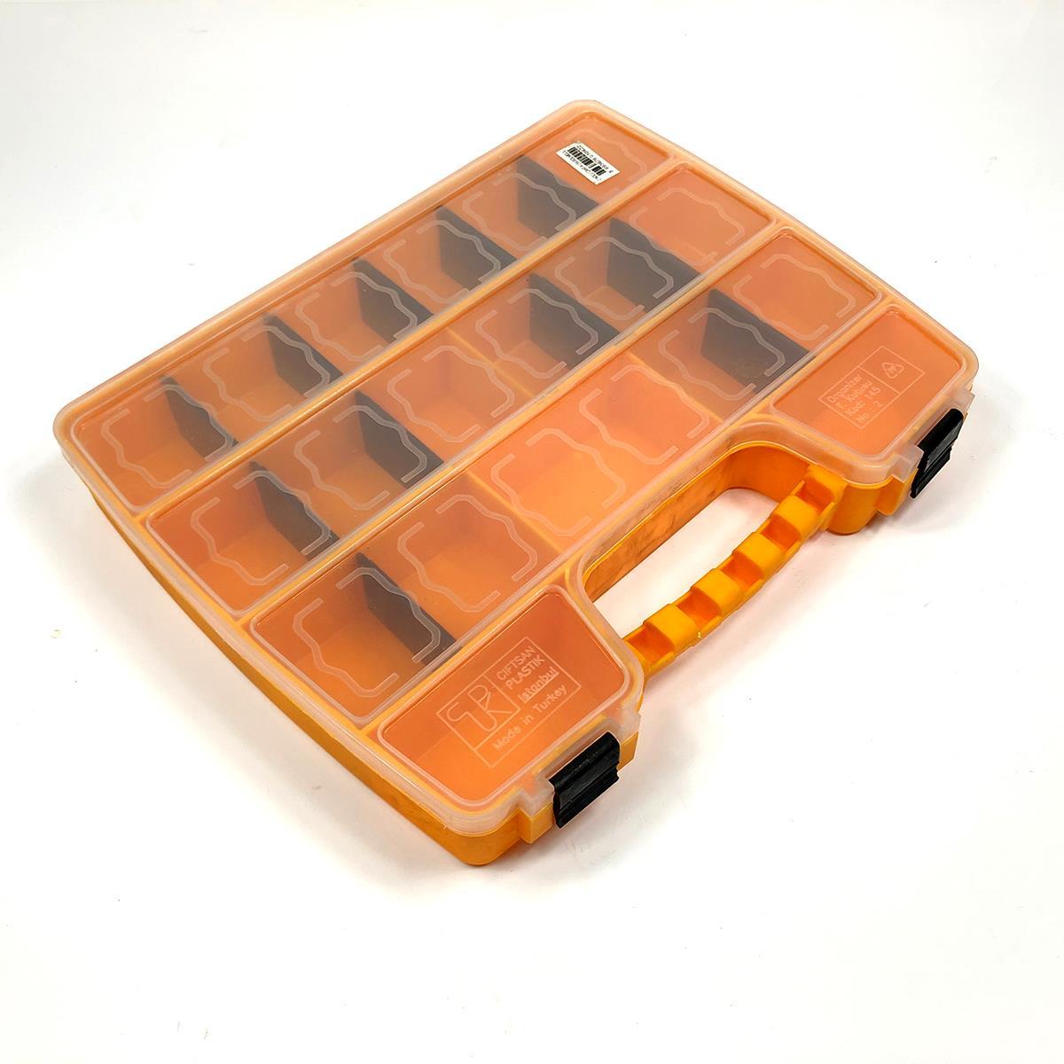 Çok Amaçlı 19 Bölmeli Organizerli Tutmalı Turuncu Kutu 32x26x5 cm