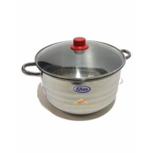 30cm Paslanmaz Çelik Cam Kapaklı Derin Tencere