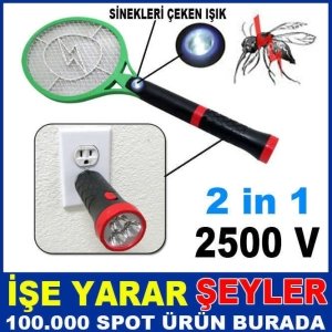 Şarjlı El Feneri Ve Sivrisinek Yok Edici Raket IŞIKLI ELEKTRİKLİ