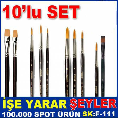 GERÇEK KILDAN ÜRETİM 10 FARKLI ÖLÇÜDE YAĞLI,SULU BOYA FIRÇA SETİ