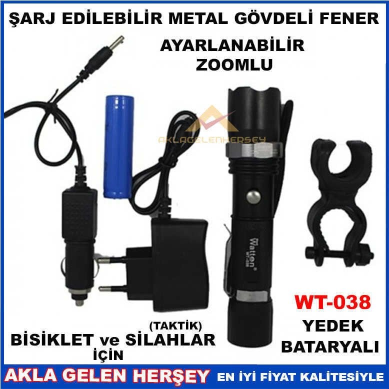 BİSİKLET İÇİN METAL GÖVDE ŞARJ EDİLEBİLİR FENER