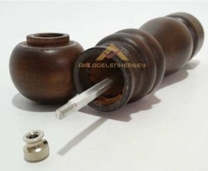 SERAMİK ÖĞÜTÜCÜLÜ 22cm AHŞAP KAYA TUZU DEĞİRMENİ