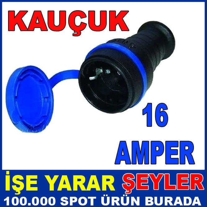 16 AMPER 250V MONOFAZE KAUÇUK TOPRAKLI PRİZ