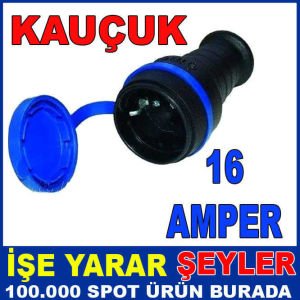 16 AMPER 250V MONOFAZE KAUÇUK TOPRAKLI PRİZ