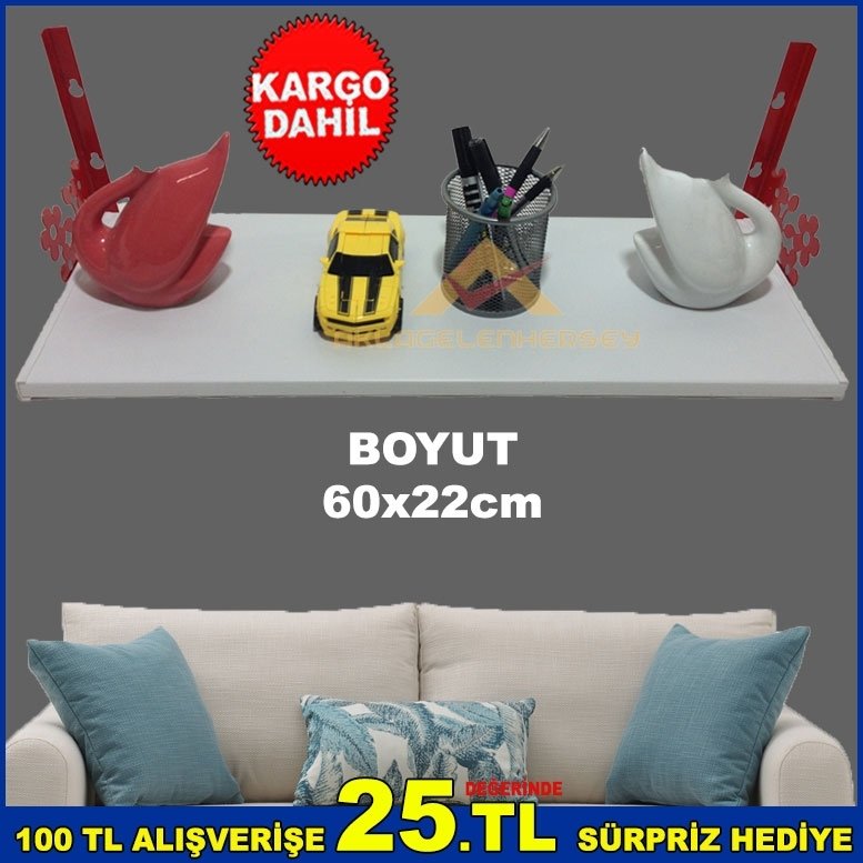 60x22cm ÇİÇEK MODEL DUVARA MONTE DEKORATİF  DUVAR RAFI