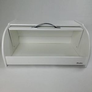 Beyaz Ahşap Ekmek Sepeti 39x18x24cm Alüminyum Oval Saplı Ekmeklik