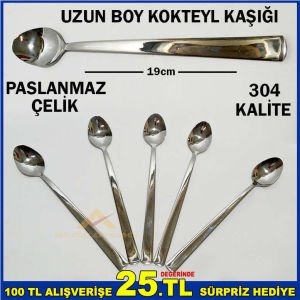 PASLANMAZ ÇELİK UZUN BOY İNCE KOKTEYL KAŞIĞI