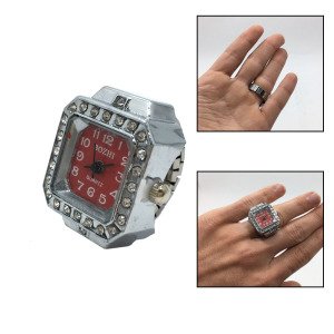 Gümüş Renk Parmak Saat Esnek Kordonlu Saatli Yüzük Şık Tasarımlı