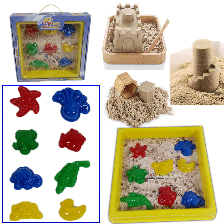 Heroes Kinetic Sand Kum Havuzu Ve Kum Kalıpları Tam Set 8 Parça Rengarenk Oyun Kalıpları