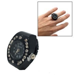 Renk Seçenekli Parmak Saat Esnek Kordonlu Saatli Yüzük Modern Taşlı Şık Tasarımlı