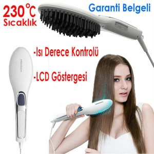 Pritech Miss Hair Saç Düzleştirici Lcd Ekranlı Elektrikli Tarak Isı Kontrolü Elektronik Tarak
