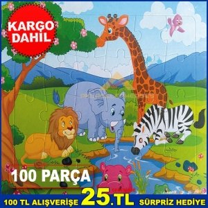 ÇOCUKLARIN ZEVKLE OYNAYACAĞI 100 PARÇALI ANİMALS-HAYVANLAR PUZZLE