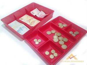 Kasa İçi Kullanışlı Para Kutusu 20x27cm Çift Üniteli 5 Bölme Çekmece İçi Bozuk Ve Kağıt Para Kutusu